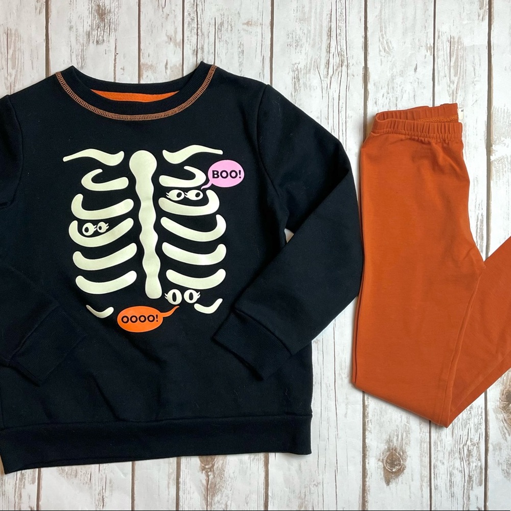 Girls Cat Jack Target Halloween Glow in Dark Sweatshirt & Leggings Set Size 7 8